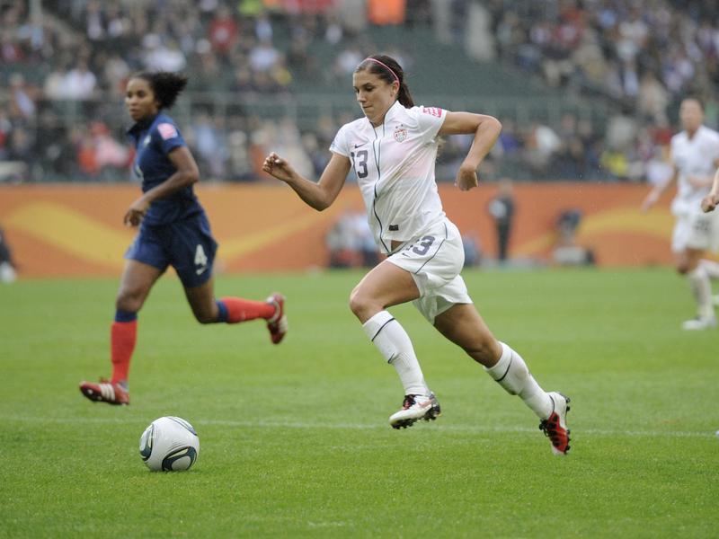 United States forward Alex Morgan prepares to score a goal against France during a 2007 Women's World Cup semifinal match in Moenchengladbach, Germany.